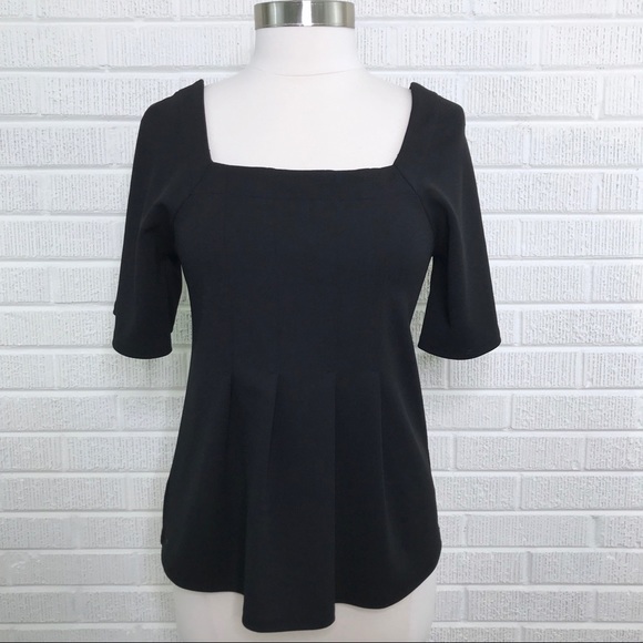 Ann Taylor Tops - Ann Taylor Pleated Square Neck Blouse Top Black M